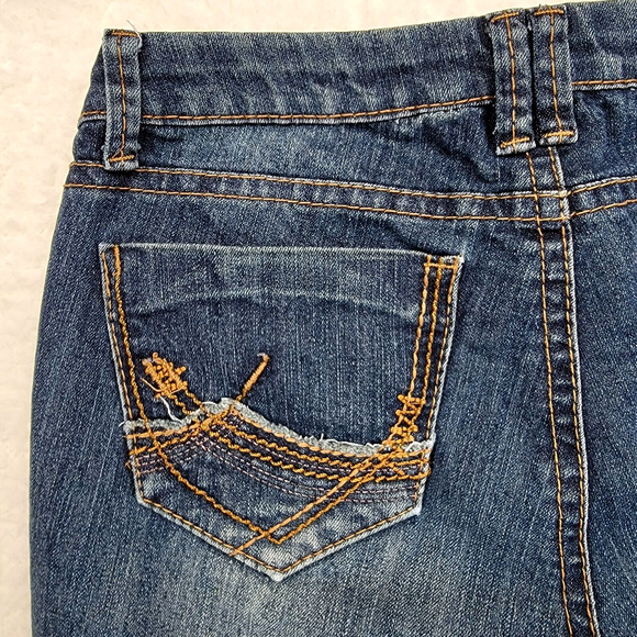 Vanilla Star Jeans Women 10 Bootcut Dark Wash Fade Distressed Embellished Y2K - Picture 8 of 12